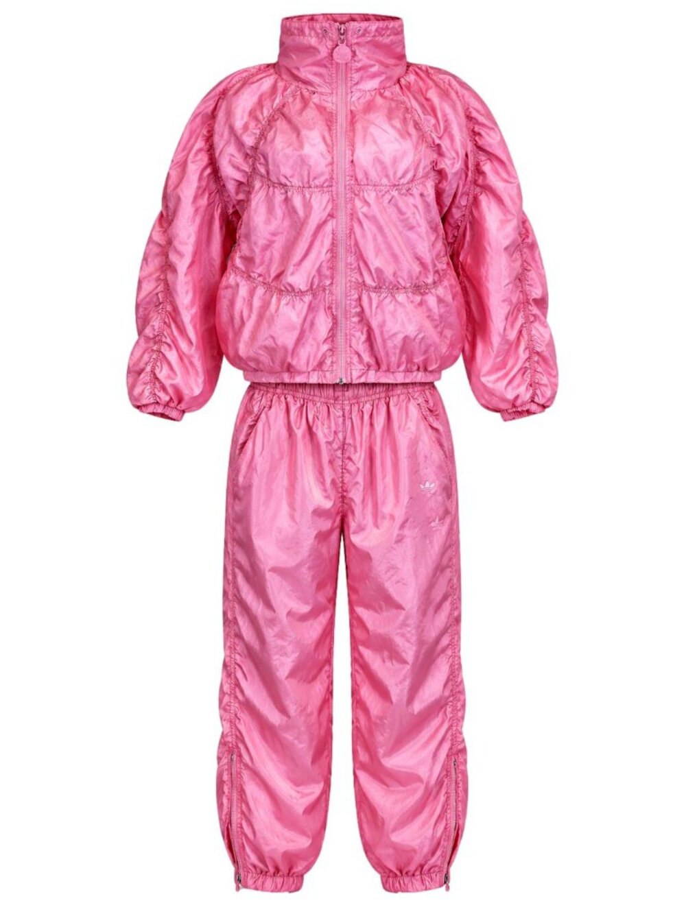 Vintage Adidas 80s Trefoil Pink Nylon Tracksuit High Neck Jacket Pants Set M